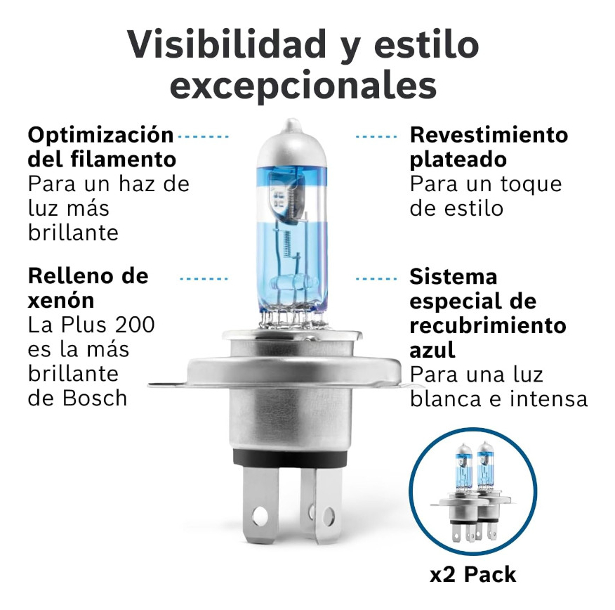 Bombillos Bosch H4 X2 Plus 200%+luz 12v 60/55w