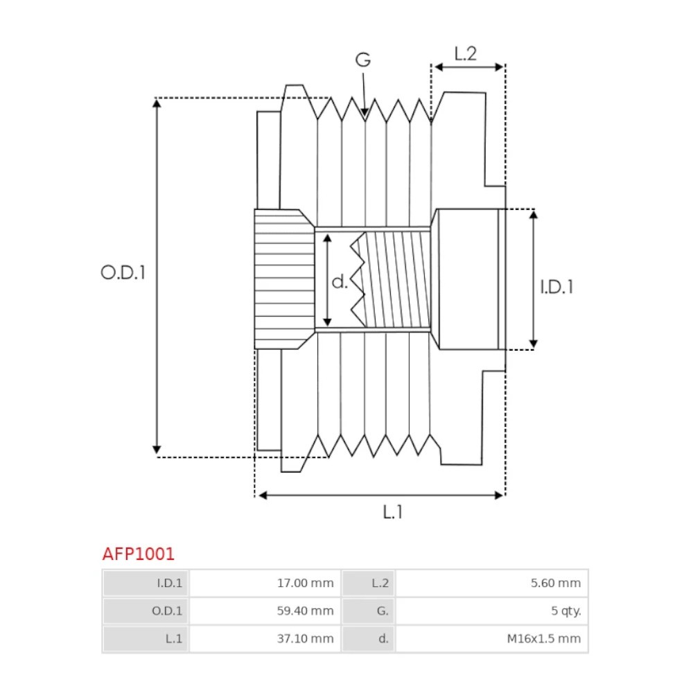 POLEA ALTERNADOR HYUNDAI TERRACAN, KIA CARNIVAL REF. 28608