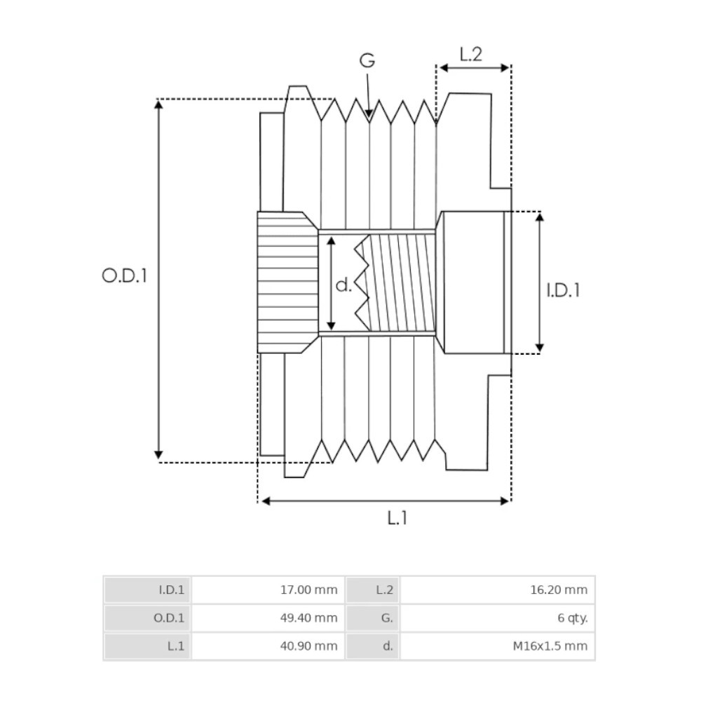POLEA ALTERNADOR PEUGEOT, CITROEN REF. 28767