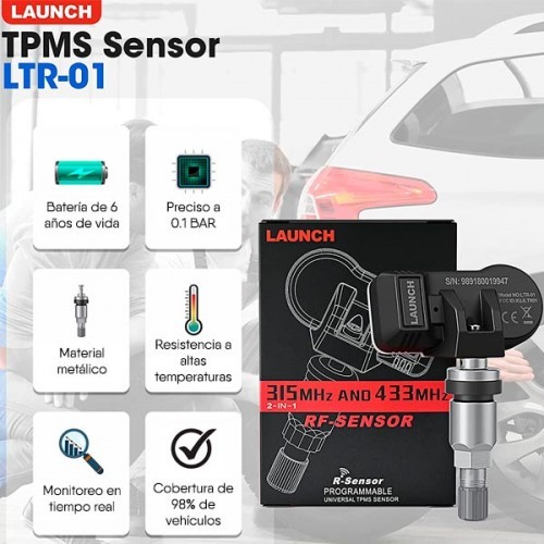 Sensor TPMS Launch con válvula Metálica
