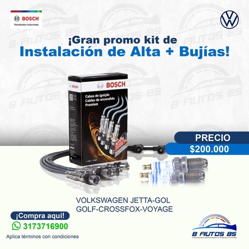 [KIT-001] KIT INSTALACION ALTA Y BUJIAS VOLKSWAGEN REF. KIT-001