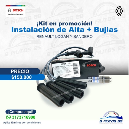 [KIT-005] KIT INSTALACION ALTA Y BUJIAS RENAULT REF. KIT-005