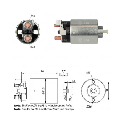 [ZM698] AUTOMATICO ARRANQUE ZM698 MITSUBISHI, NISSAN REF. ZM698